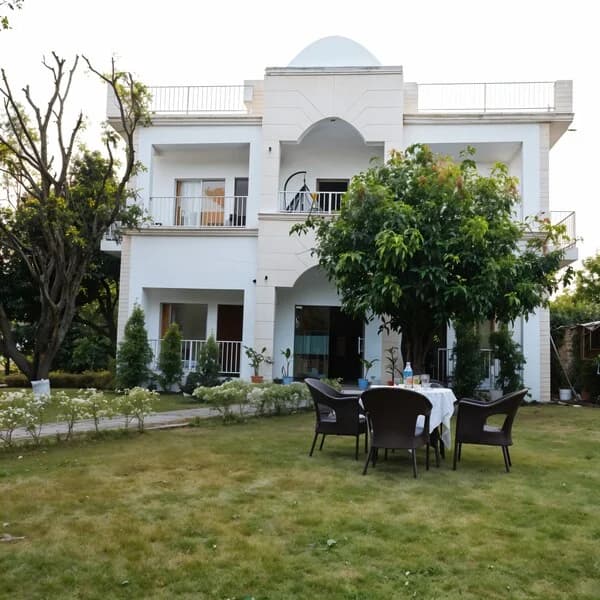 outdoor sitting area of the homestay